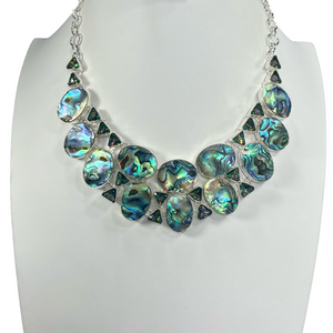 Vivid Color Abalone Mystic Topaz 925 Large Gemstone Necklace